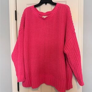 American Eagle Outfitters Bright Pink Crew Neck Sweater